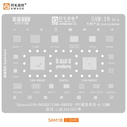 BGA Reballing stencil per Samsung A14 A54 muslime8535p/1380 E8835P BGA254 QPA4580 58083-11 77098B modello di riscaldamento diretto