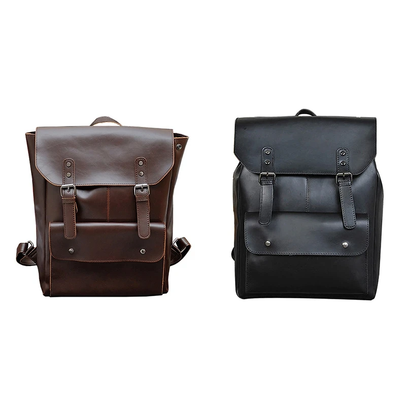 

NEW-Multifunction Men Backpack Crazy Horse Leather Men School Bag Vintage Backpack For Teenage Boys Schoolbag Laptop Travel Bag