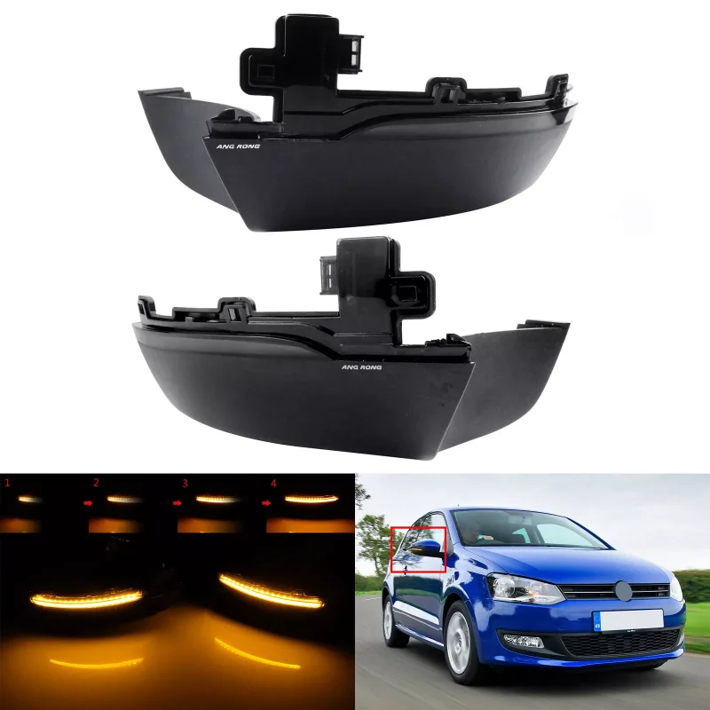 

2x LED Rearview Side Wing Mirror Light For Volkswagen VW Polo MK5 6R 2009-13/MK5 6C 14-17 W/Sequential Dynamic Turn Signal Lamp