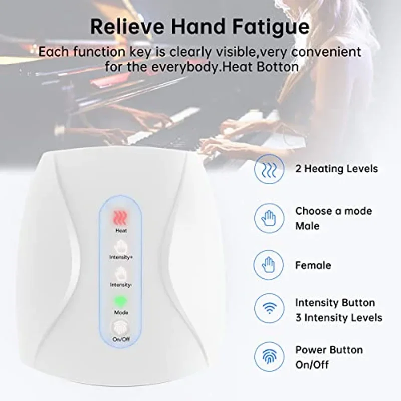 Air Compression Electric Hand Massager Palm Massage Wireless Hot Compress Relief Arthritis Pain Finger Massage Care Therapy Tool