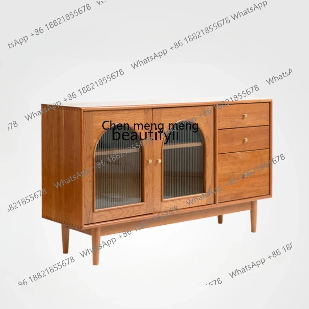 

X A Nordic Side Cabinet Solid Wood Living Room Storage Locker Cherrywood Wall Cabinet