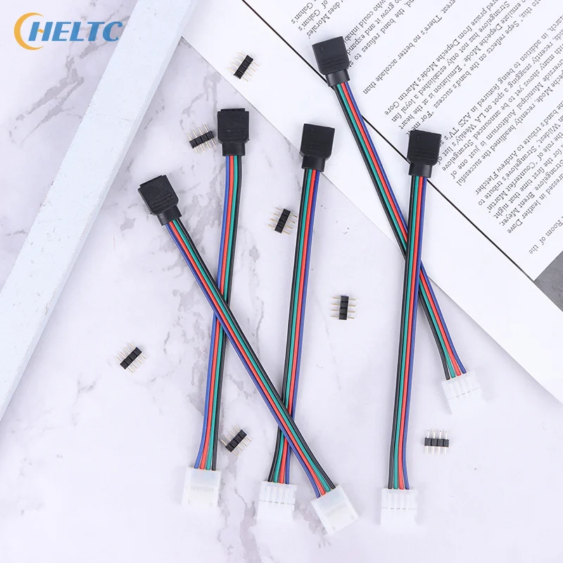 5Pcs/lot 5050 LED RGB Strip Light Connector 4 Pin Conductor Strip To Controller Jumper Solderless Clip On Pigtail Power Adapter