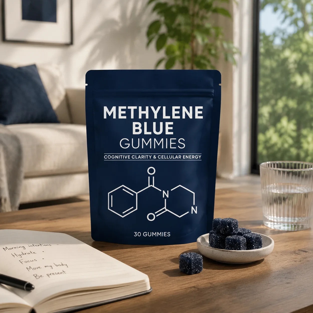 Methylene Blue Gummies Supplement 30/60pcs Focus Energy Support Vegan Non-GMO Gluten-Free Daily Nutrition Chews for Adults