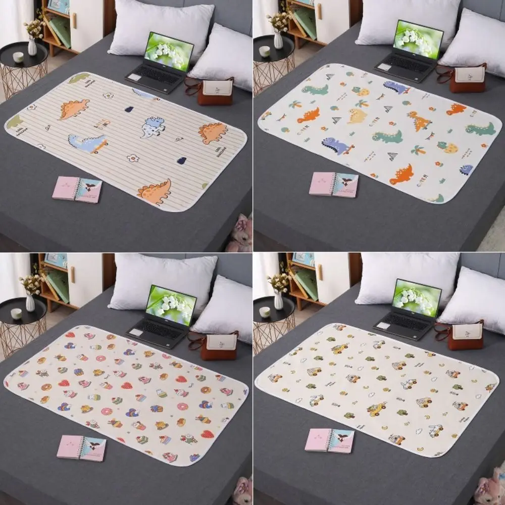 Soft Skin-friendly Urine Mat Cartoon Dino Washable Bedding Urine Pads Breathable Leakproof Washable Urine Pad Toddlers