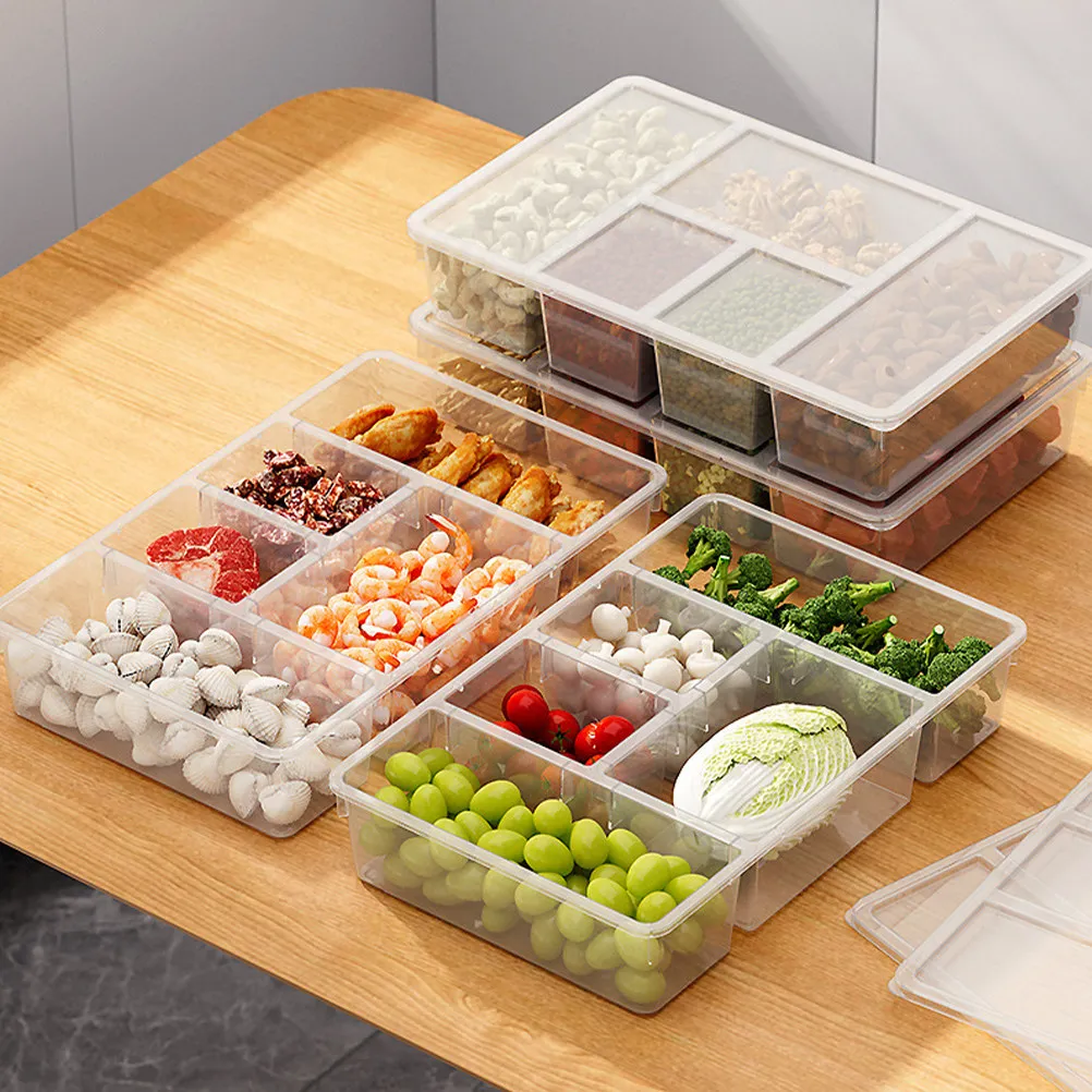 Compartment Refrigerator Organizer Bin PP Food Storage Container Multi-Functional Airtight Vegetable Preservation