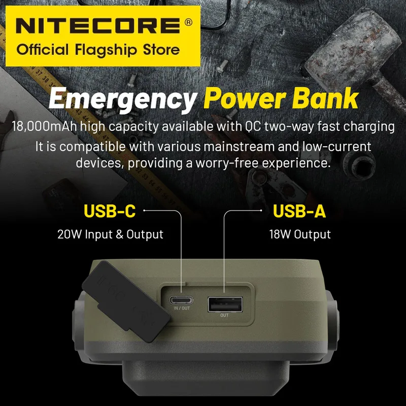NITECORE NWL30 3-в-1 уличный рабочий фонарь рабочий свет прожектор отпугиватель комаров аварийный источник питания встроенный аккумулятор емкостью 18000 мАч