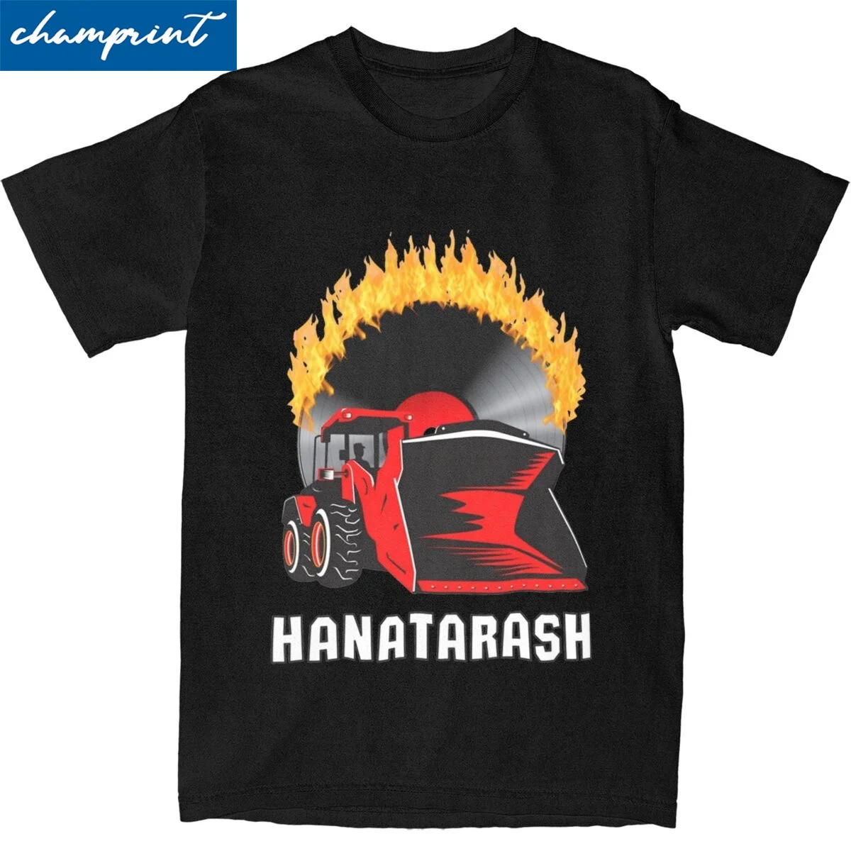 HANATARASH Rockin Bulldozer T-Shirt Men Women Casual Pure Cotton Tees Crew Neck Short Sleeve T Shirt Gift Clothes