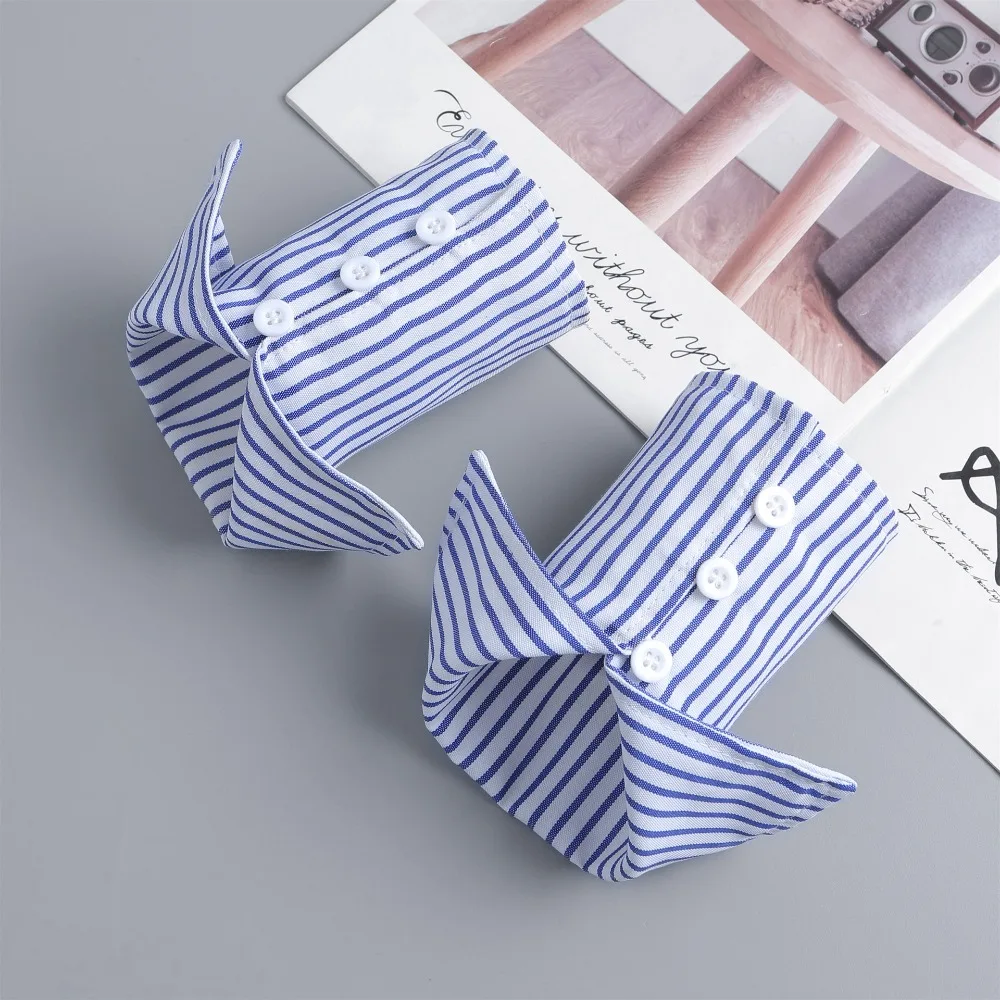 Detachable Stripe Shirt Fake Collar Commute Decorative Fake Hand Sleeves Comfortable Easy To Wear False Wrist Cuffs Office