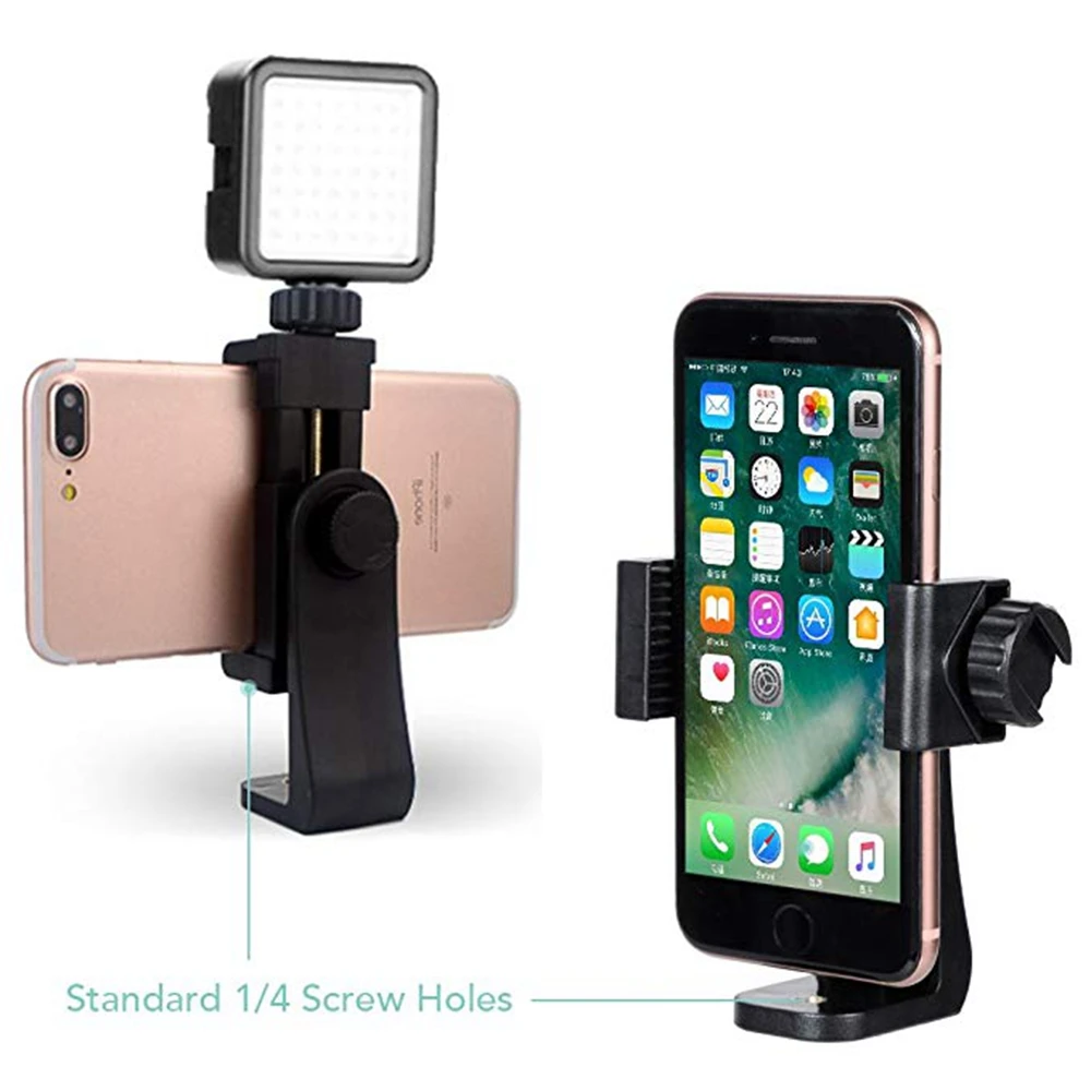 360 Degrees Mobile Phone Clip Compatible with 1/4 Screw Cellphone Holder Tripod Mount Universal Desk Tripod Adapter For iPhone