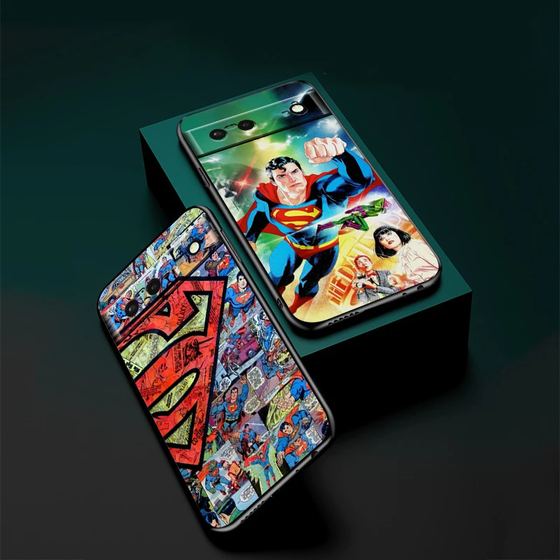 Luxury S-Supermans Comics Cool For Google Pixel 9 8 7A 7 6A 6 5A 5 4 4A XL 5G Black Silicon Shockproof Shell Cover Phone Case