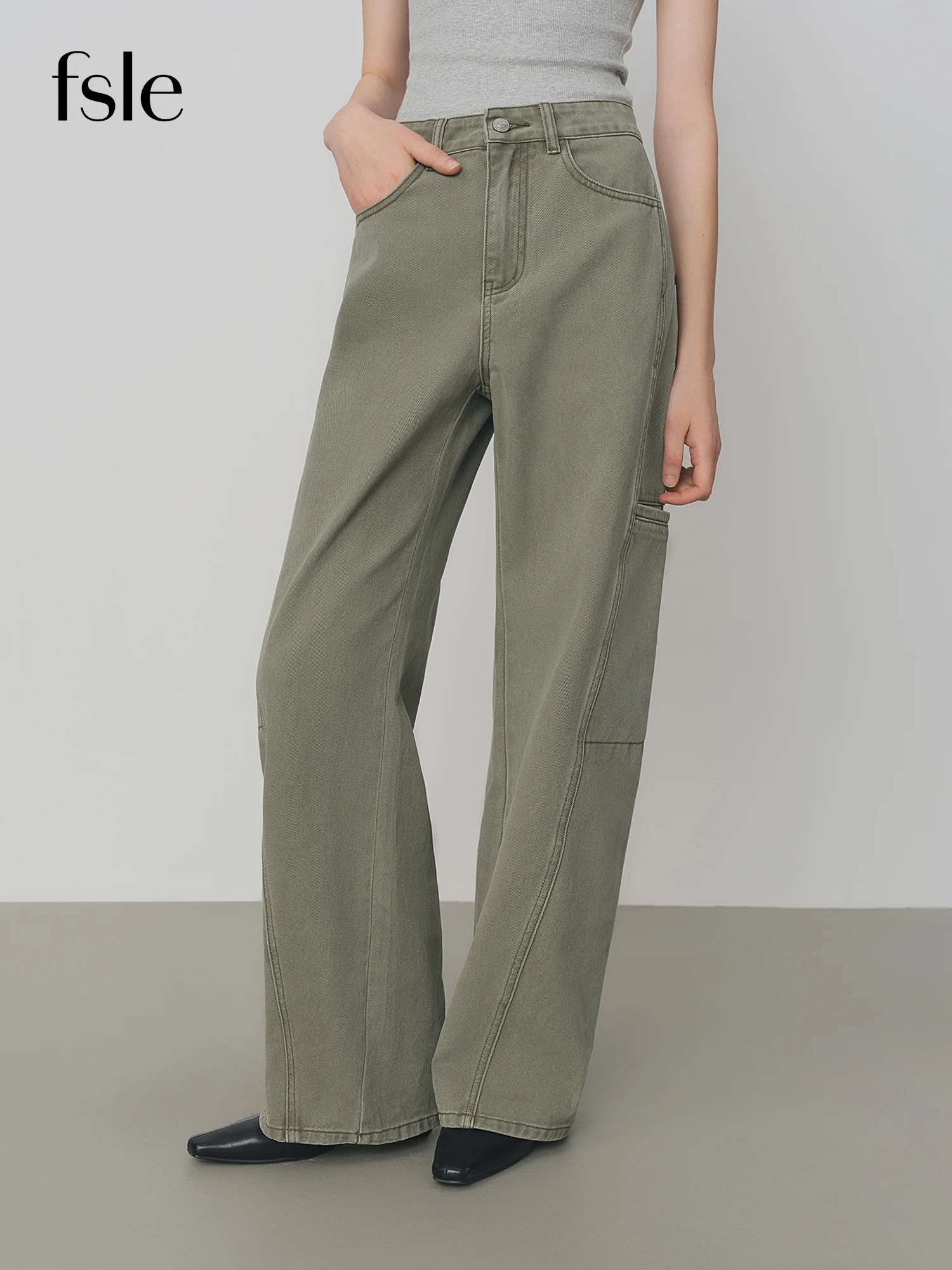 

FSLE High Waist Straight Slim Work Jeans Women's Autumn 2025 New Commuter Casual Pants 25FS13106