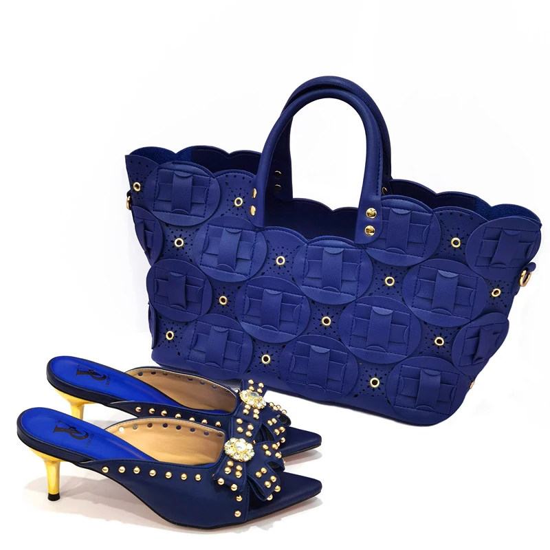 Italian Design Leopard Spots Pattern Shoes Women and Bag Matching Set Patent Leather For Party Fashion Comfortable Middle