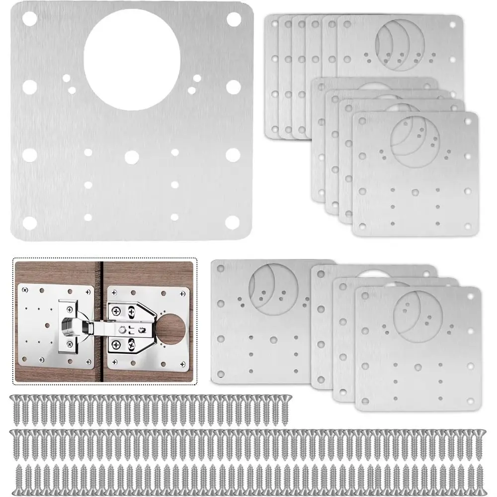 Stainless Steel Cabinet Hinge Repair Plate With Holes Thickened Cabinet Door Hinge Installation Plate