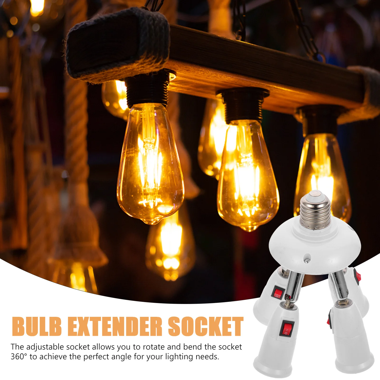 

E27 адаптер-разветвитель 4 в 1, регулируемый на 360 градусов поворотный держатель лампочки, огнестойкий преобразователь розетки