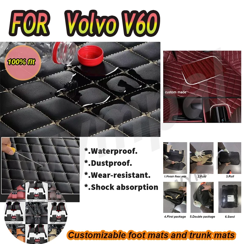 

Роскошный кожаный автомобильный коврик LUXURY для Volvo V60 2011 2012 2013 2014 2015, автомобильный коврик, полный комплект