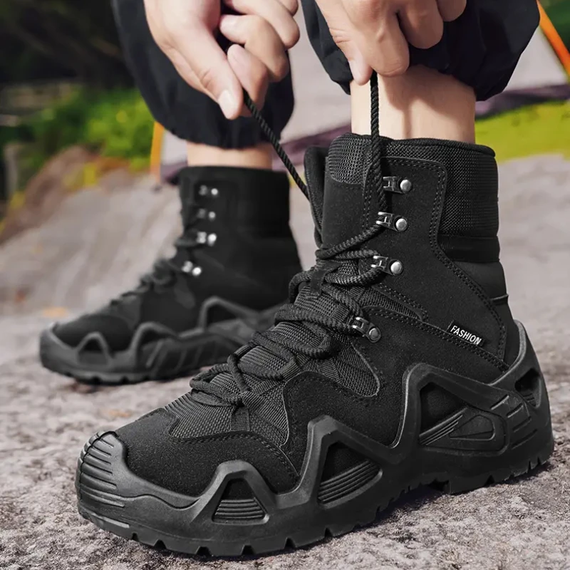 Men's Ultralight Tactical Desert Boots Outdoor Hiking Shoes Rugged Non-Slip Sole for Multi-Terrain Trekking Sport Shoes for Men