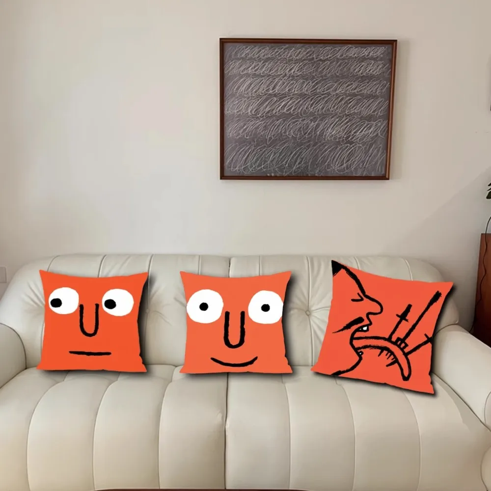 Aesthetic Art J-Jean-Jullien Pillow Case Living Room Accent Couch Back Support Square Lounge Restful Nap Companion ﻿