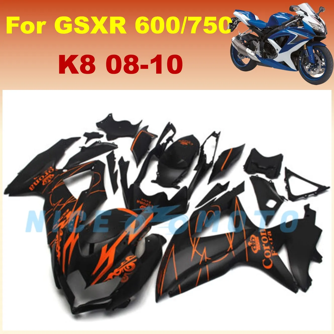 Fairings Set for SUZUKI K8 GSXR600 GSXR750 2008 2009 2010 GSX-R600 750 08 09 10 Best Rebuild Bike Change Fairing kit