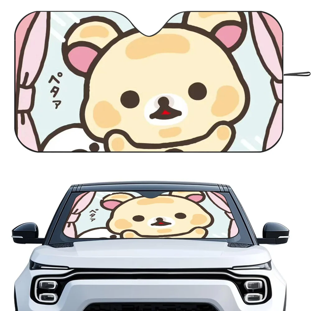 

R-Rilakkuma Bear автомобильные солнцезащитные шторы теплоизоляционная алюминиевая пленка многоразовые блоки на присоске УФ-лучи автомобильный солнцезащитный козырек