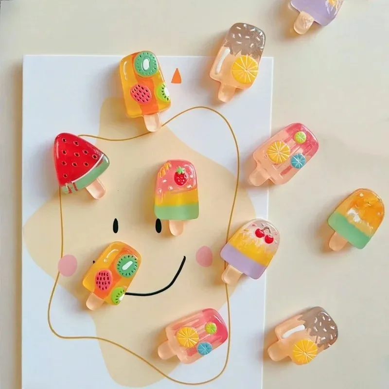 6pcs Fruit & Ice Cream Magnetic Fridge Magnets - Strawberry, Watermelon Designs for Kitchen Decor and DIY Projects - view 4