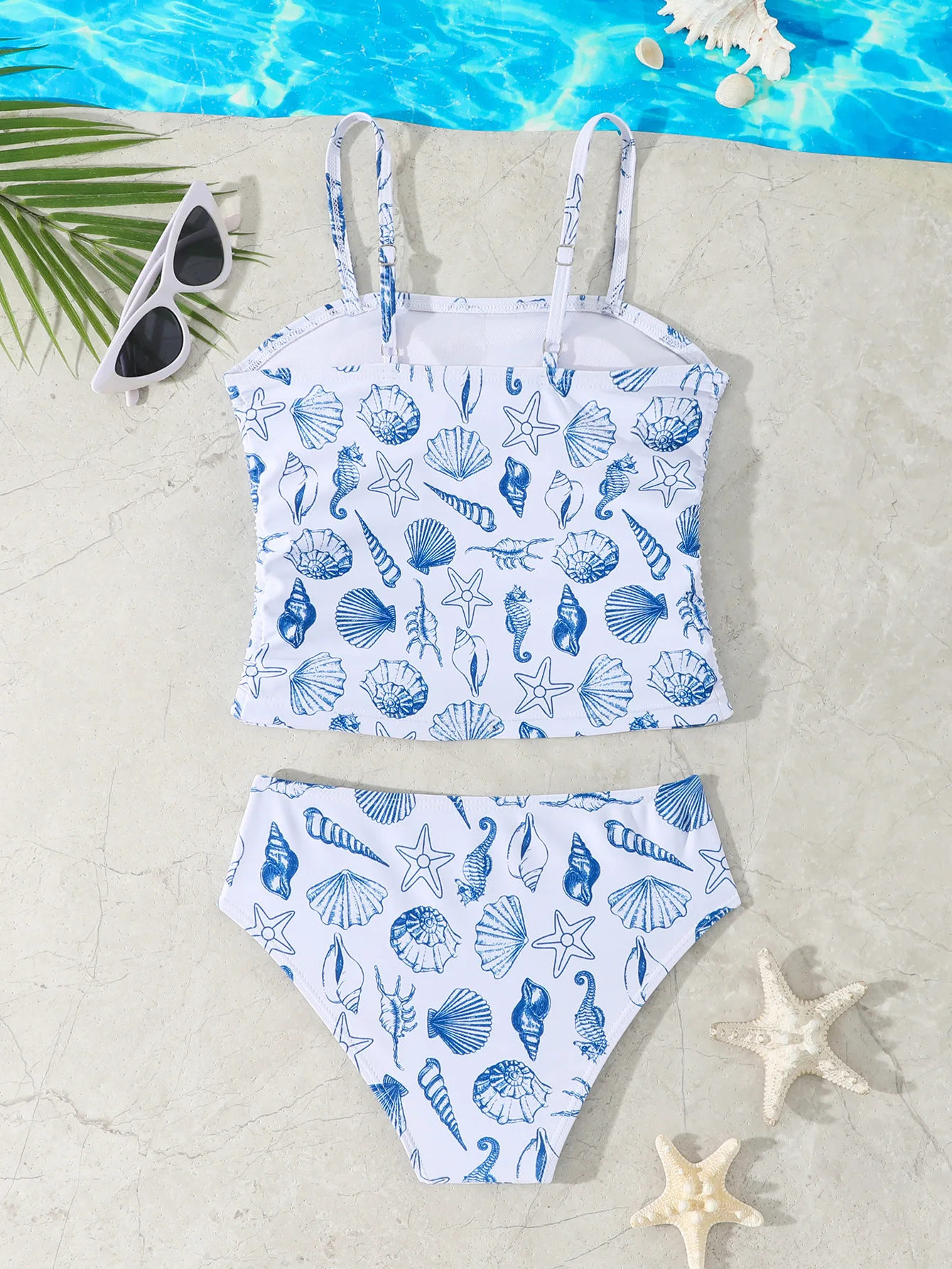 Zweiteilige Bikini-Badeanzug-Sets für Mädchen im Teenageralter, mit Blumenmuster und Karomuster, niedliche, lässige Badebekleidung für Mädchen im Alter von 8 bis 12 Jahren, Badeanzug, Strandkleidung – Detail 5