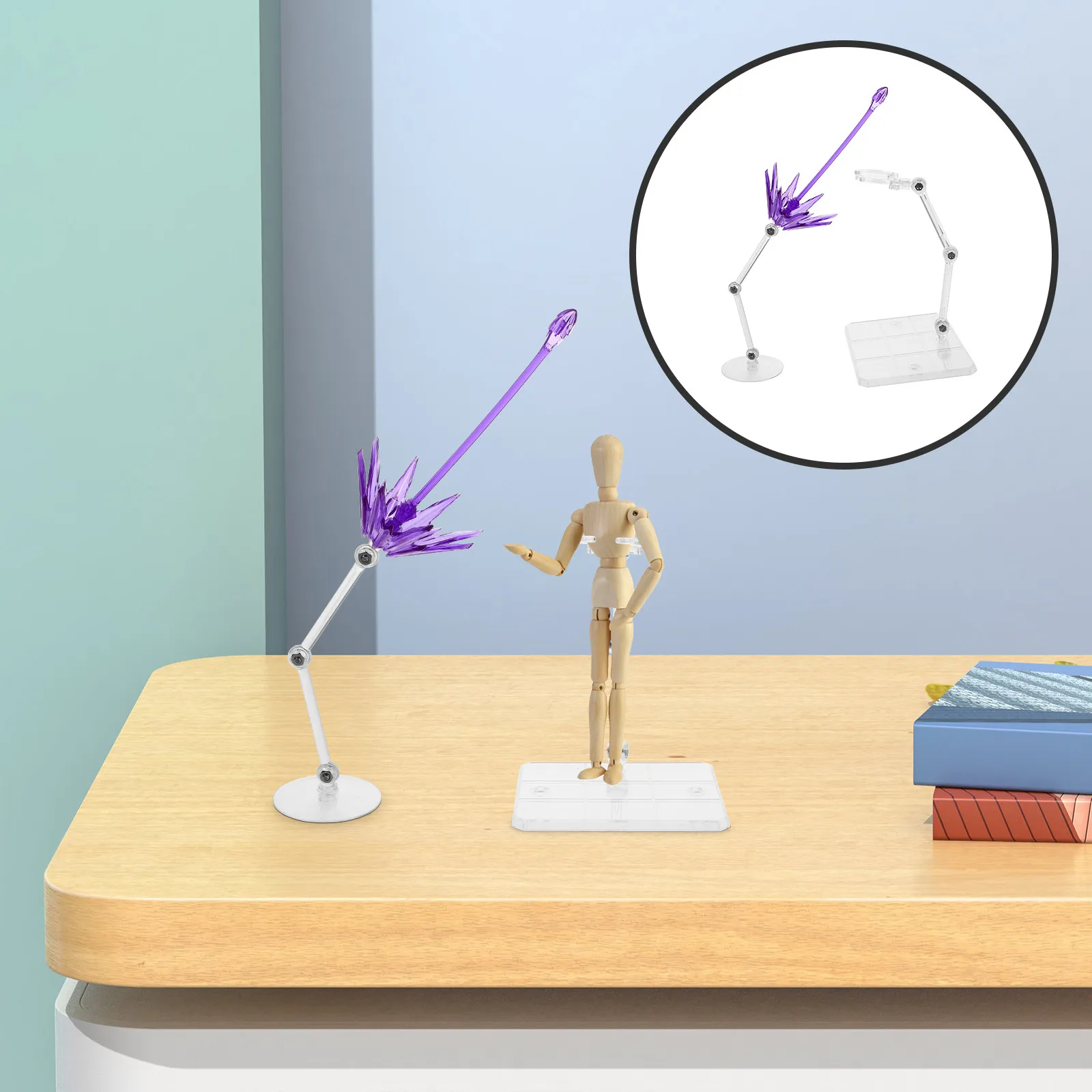 Action Figure Stand - 2 Stück transparente Kunststoff-Actionfigurenständer, Spezialeffekt-Displaybasis, Mini-Figurenhalter