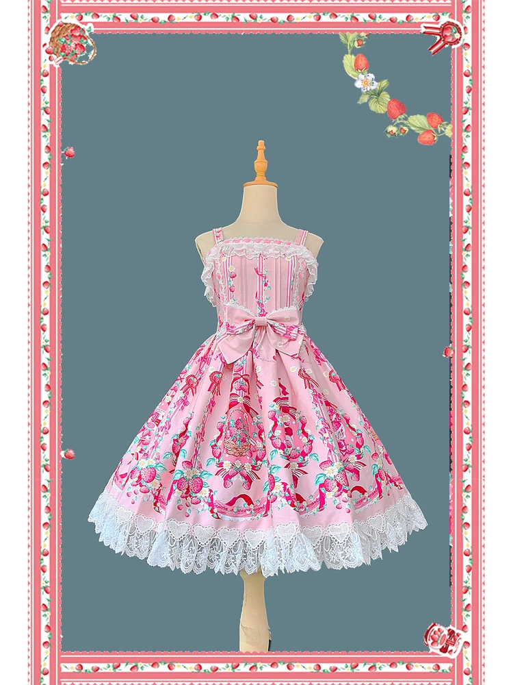 

- Strawberry Culinary Maiden - Sweet Lolita JSK Dress With Strawberry Floral Print by Infanta PRE ORDER / 15 days