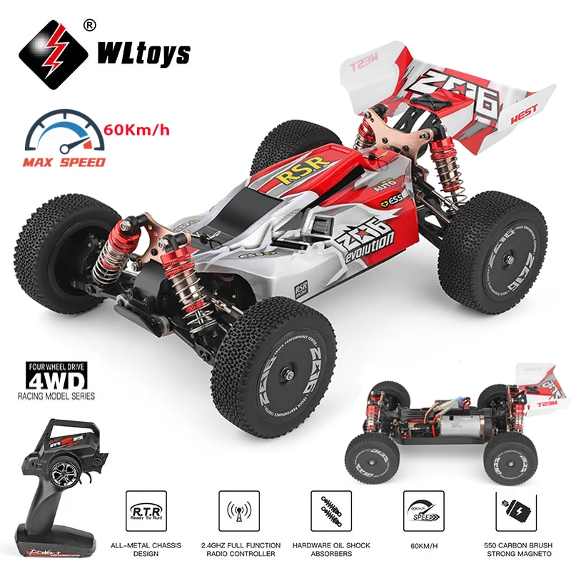 

WLtoys 144001 V8 RC Car Brushless 1:14 60Km/H High Speed Metal 4WD Drive Off-Road 2.4G Transmitter 1/14 RC Racing Car VS 144010