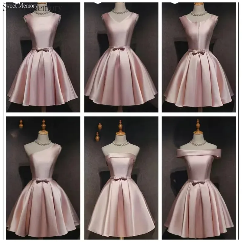 Customized A69 Sweet Memory Short Cocktail Dresses Formal Occasion Dress Pink Satin Homecoming Birthday Party Dress