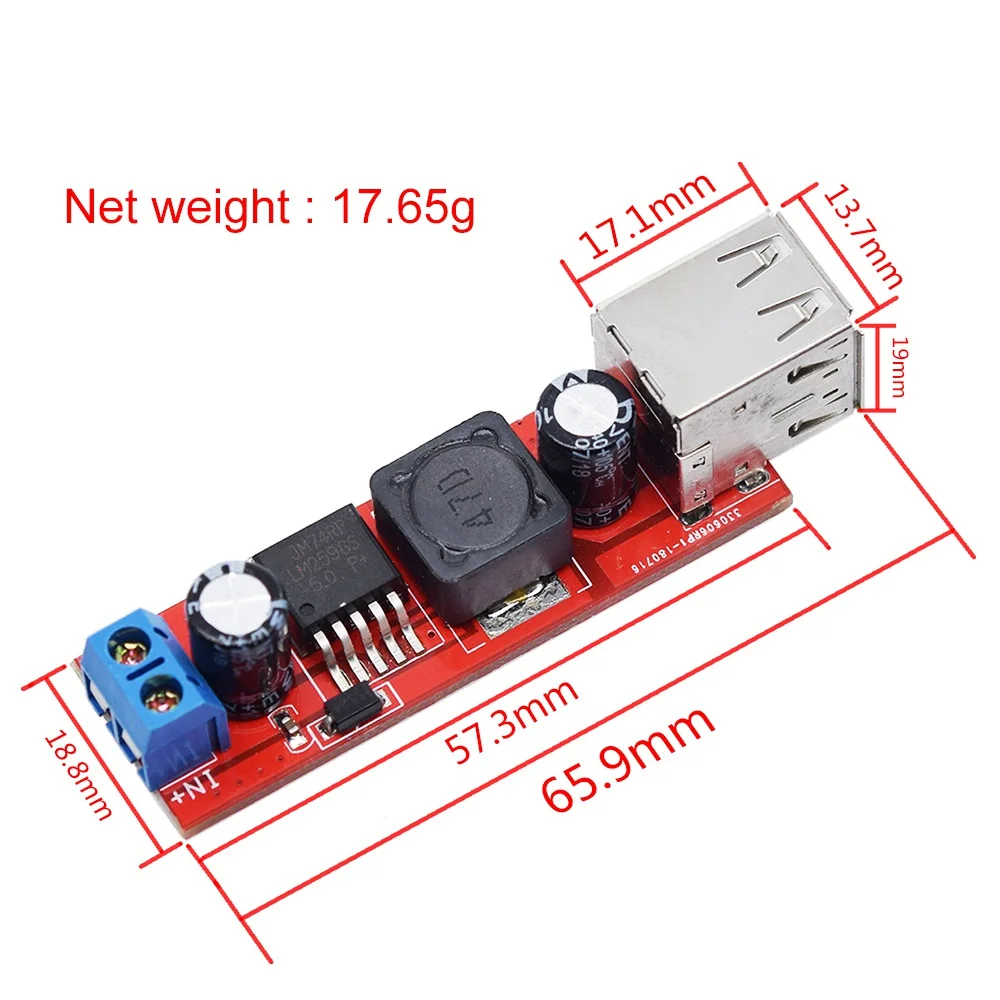 TZT DC 6V-40V To 5V 3A Double USB Charge DC-DC Step-down Converter Module For Vehicle Charger LM2596 Dual USB