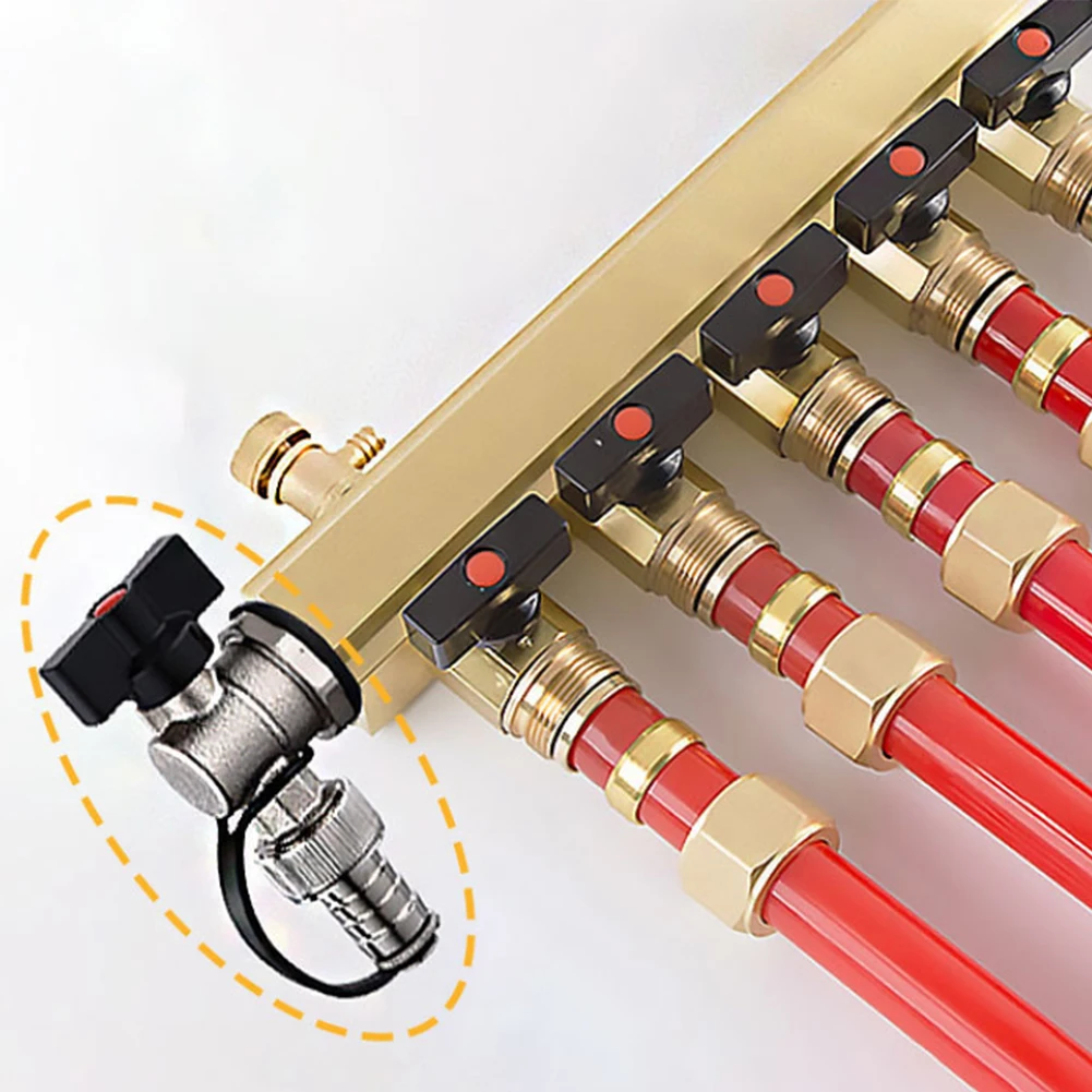 Brass Underfloor Heating Distributor Valve Heating Radiator Water Heater Valve Floor Heating Drain Valve For Heating System