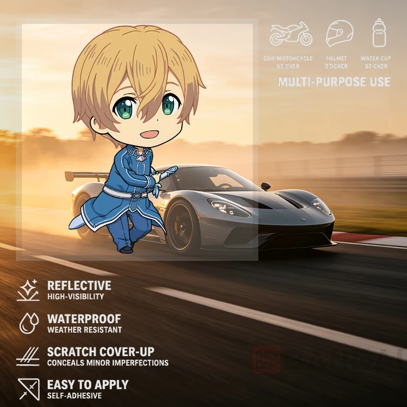 Car Stickers Cute Chibi Anime Vinyl Decal Waterproof Die Cut Fade Resistant No Residue for Fuel Cap Car Body Wall Auto Decor