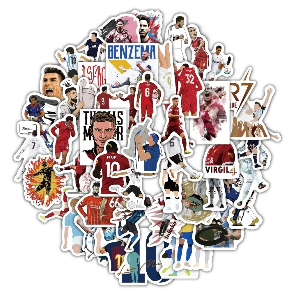 59PCS Cartoon Football Star Cristiano Ronaldo Messi Graffiti Stickers for Bicycle Hand Account Pencil Case Decals