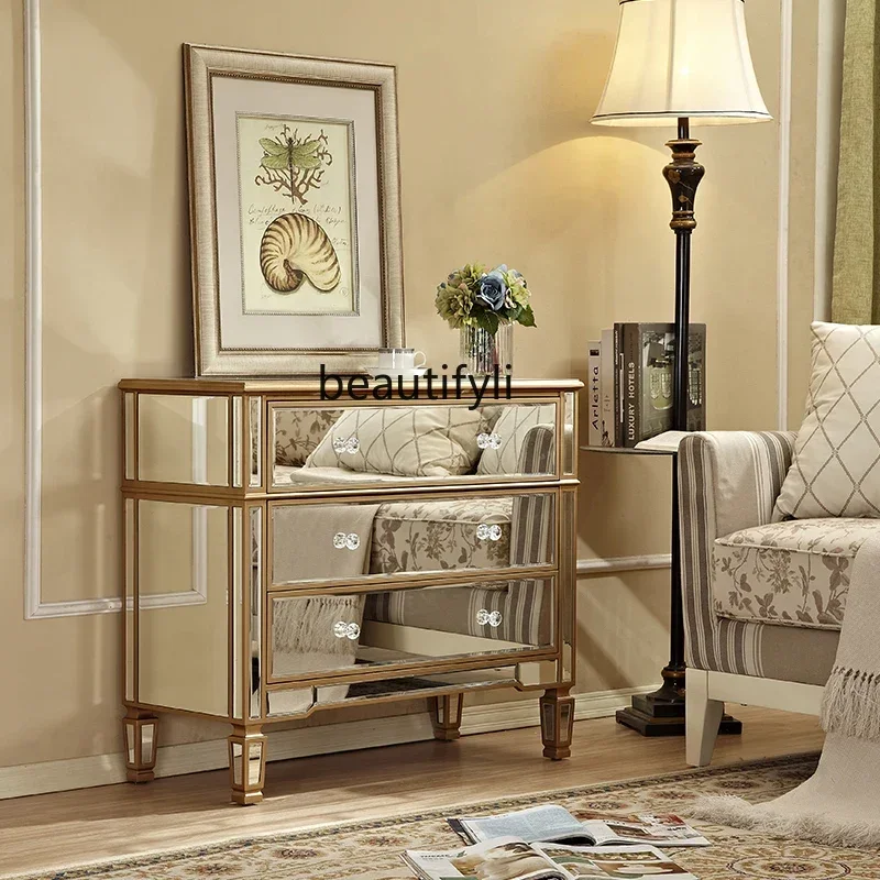 

Storage, bedroom chest of drawers, bedside, American locker, light luxury mirror living room decorative cabinet