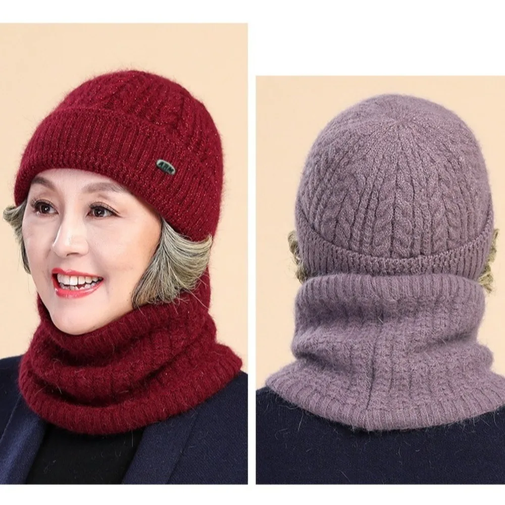 Outdoor Winter Warm Knitted Beanies Windproof Thick Warm Hat Neck Warmer Set Gift Ear Protection Winter Hat Scarf Set Unisex