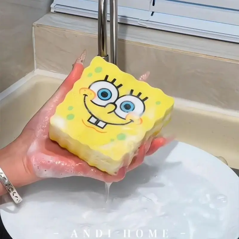 Hot SpongeBob SquarePants Series Sponge Brush Cartoon Character Exquisite Creativity Cleaning Brush Household Kitchen Supplies
