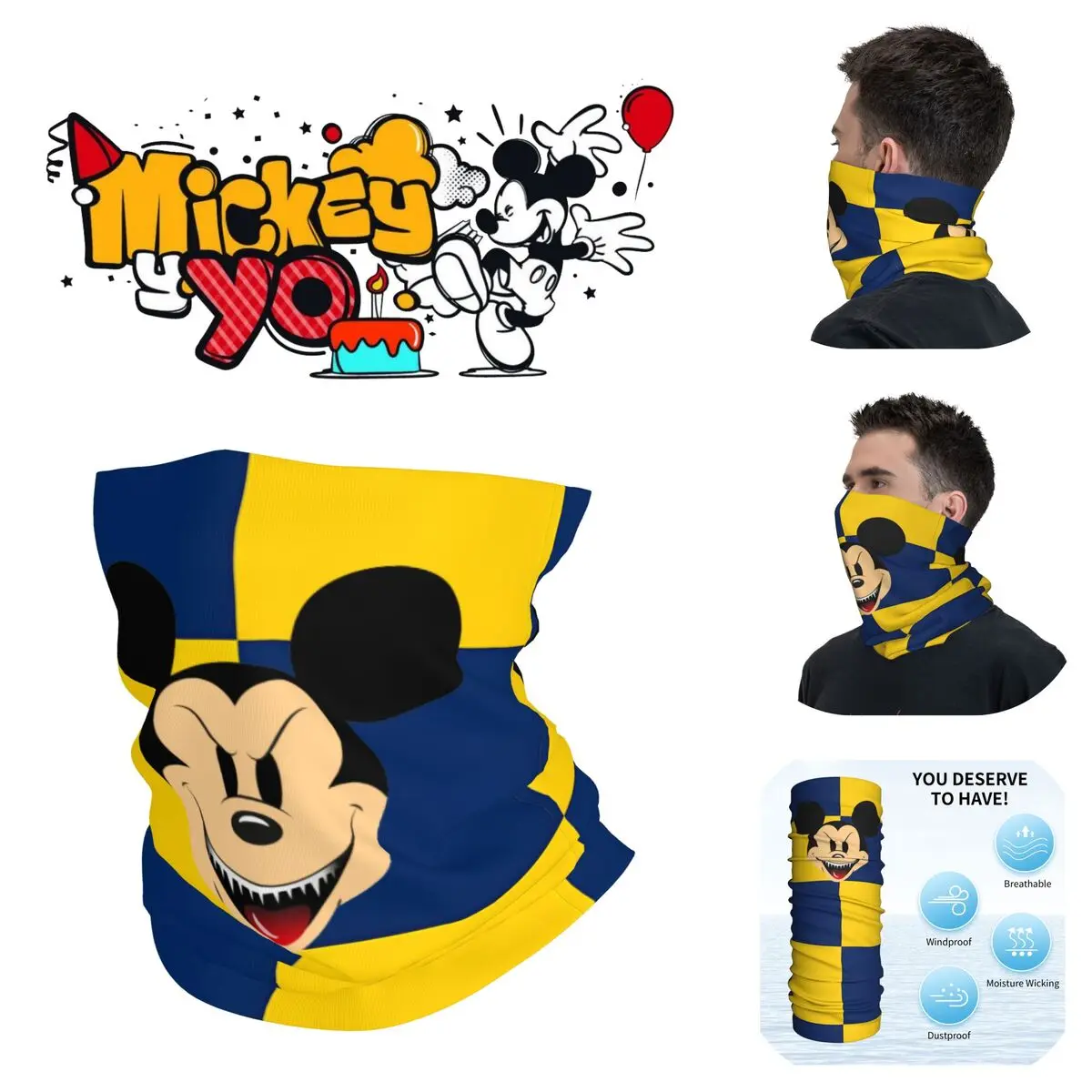 Disney Motocross Bandana Neck Cover Printed Mickey Mouse Face Mask Running Unisex Adult Windproof