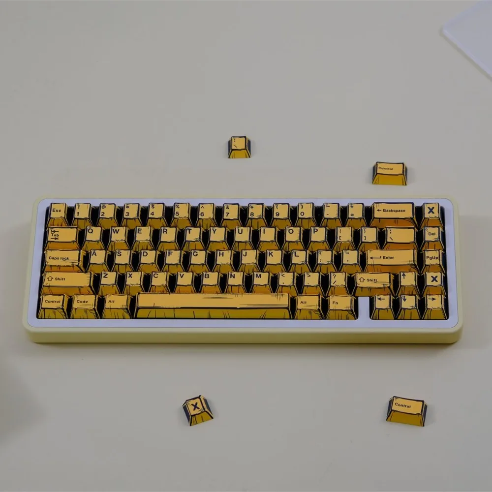 Teclas Pbt de 151 teclas, altura de cereza, tapa de tecla personalizada, Teclado mecánico, teclado mecánico estilo Graffiti amarillo