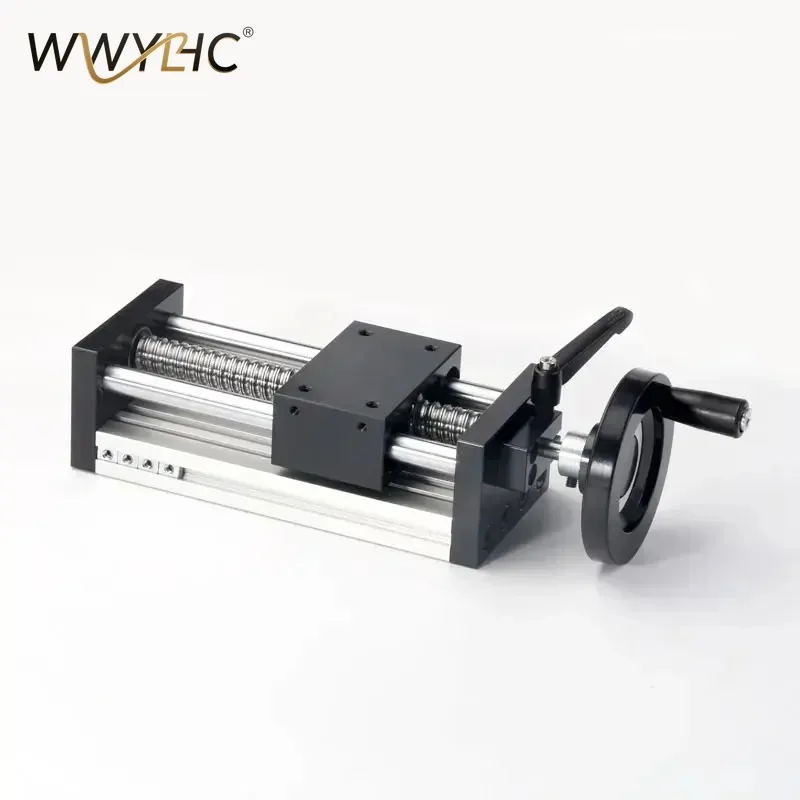GGP New Square Linear Rail Slide Table Hand-Cranked 100-200MM Stroke, Dual Optical Axis, Ball Screw, for CNC Table 3D Printer
