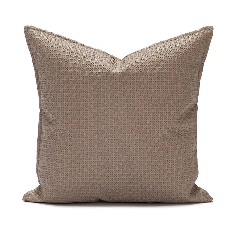 Modern Geometric Small Hexagon Pillow Blue Purple Jacquard Woven PU Leather Cushion Cover Square Decorative Gift Case 1 Pc Set