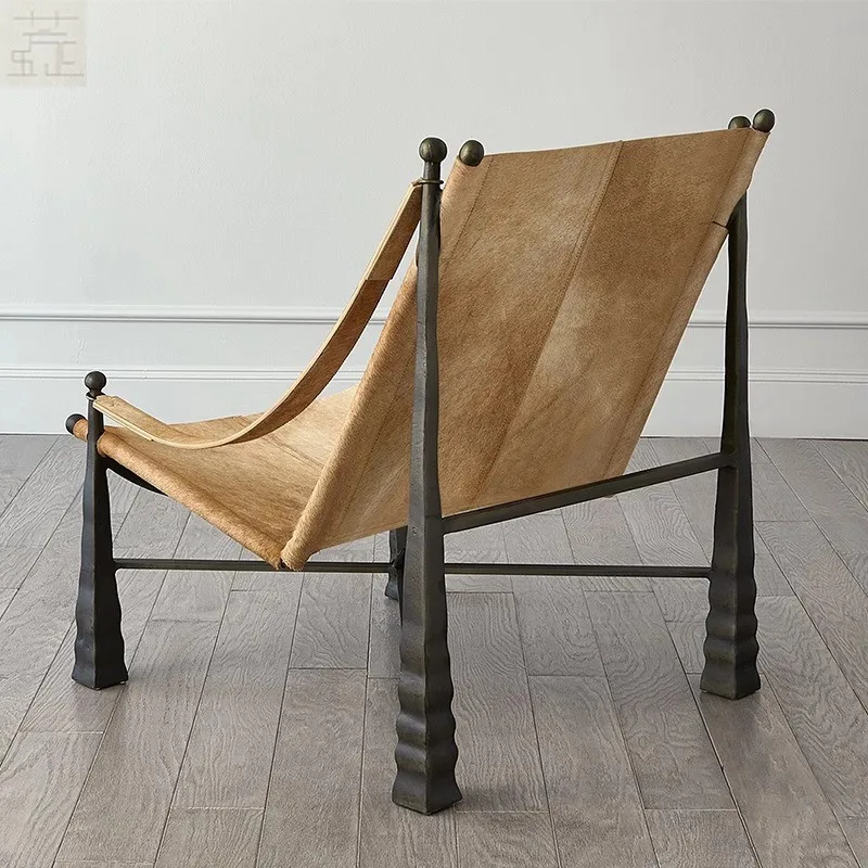 

Italian modern designer stainless steel back chair living villa reception lounge chair Internet celebrity leather sofa chair