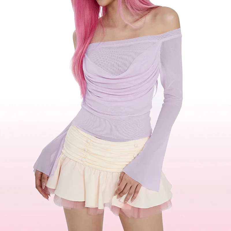 

Spring Summer Loose Yoga Long Sleeve Top Mesh Pure Desire Lightweight Semi-Transparent Slimming Sports Women Wear