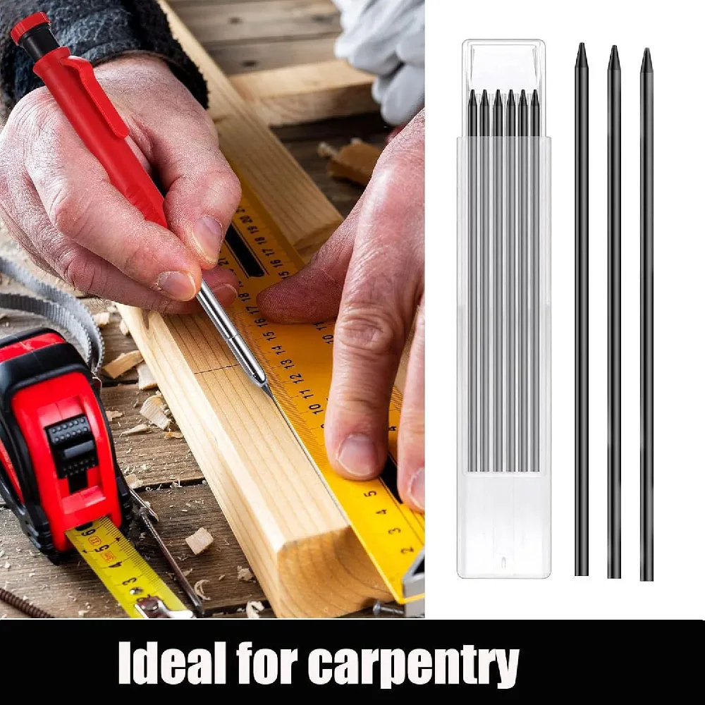Carpenter Pencil Metal Long Head Deep Hole Professional Engineering Quick Drying Marker Graphite Woodworking Black Red Lineation
