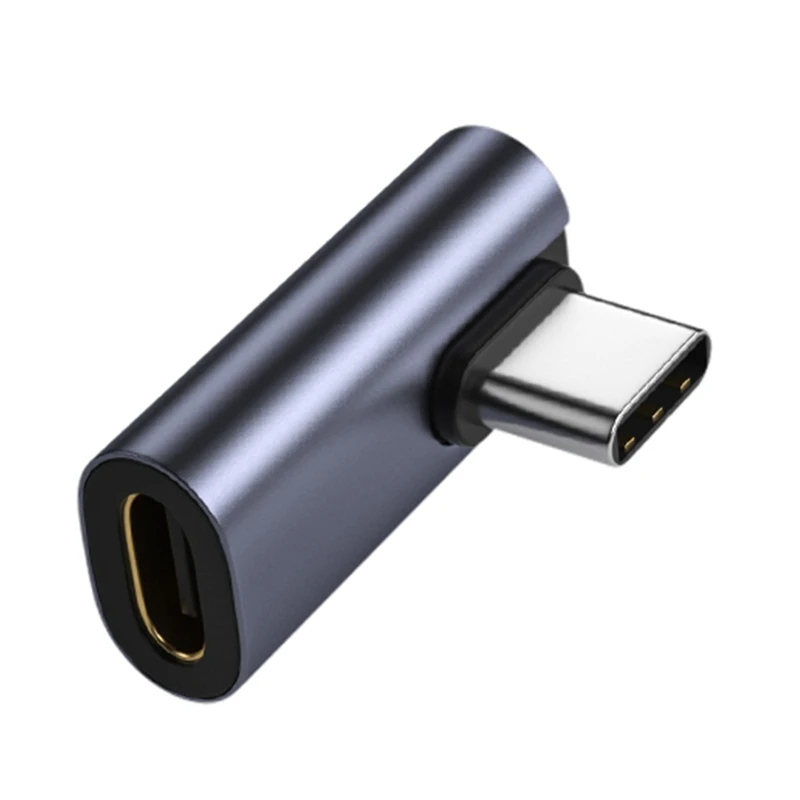 Right Angle USB C Adapter 90 Degree Low Profile Type-C Male to Female Extender Support USB-C 3.1 Charge Data Transfer