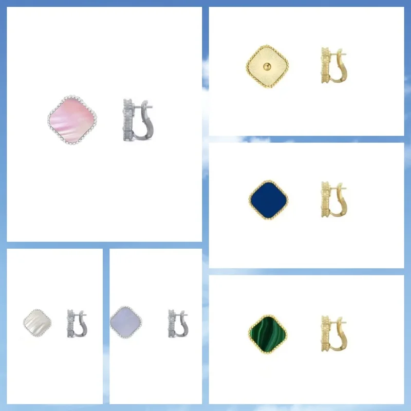 Hot-Selling 925 Silver High-Quality Clover Earrings Fashion Flower Shell Enamel Earrings Man And Women Jewelry Gift