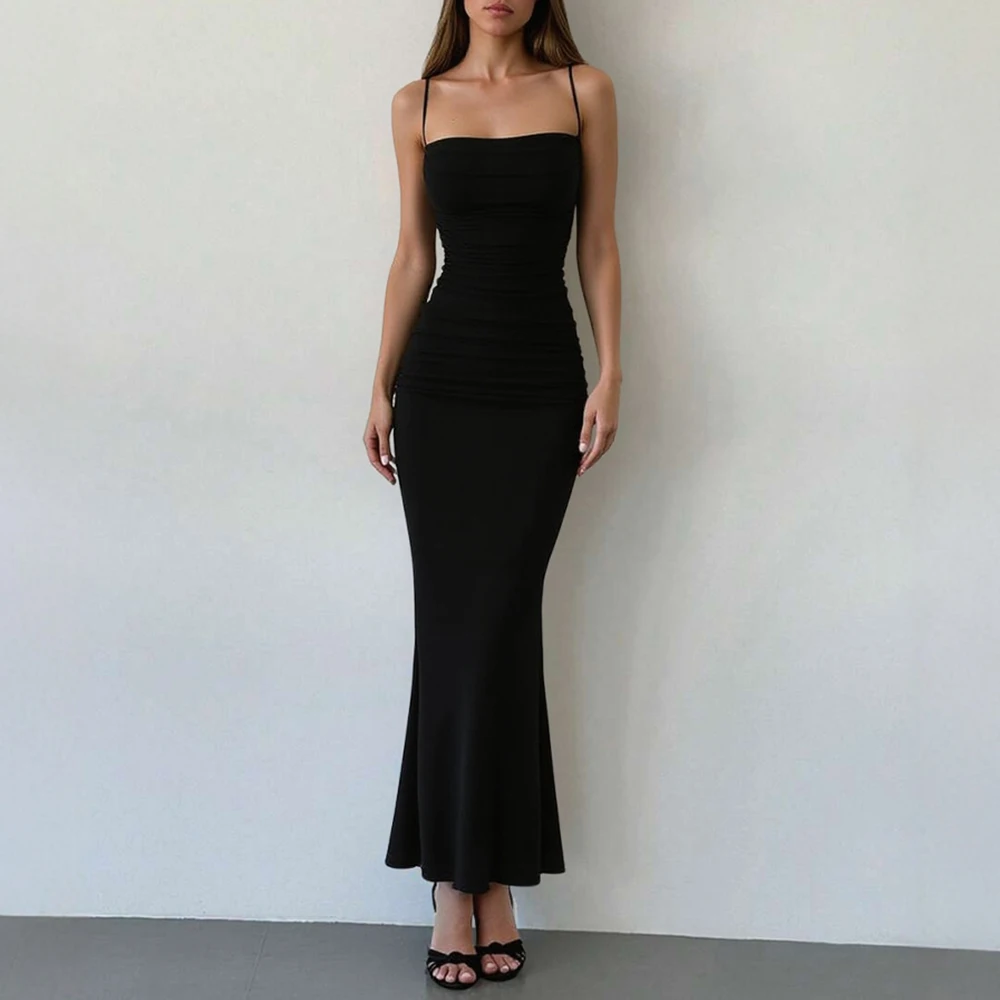 Mia Muse Women\'s Party Dresses Maxi Spaghetti Strap Elegant Slim Evening Wedding Guest Multi-Color Summer Milkmaid Dresses