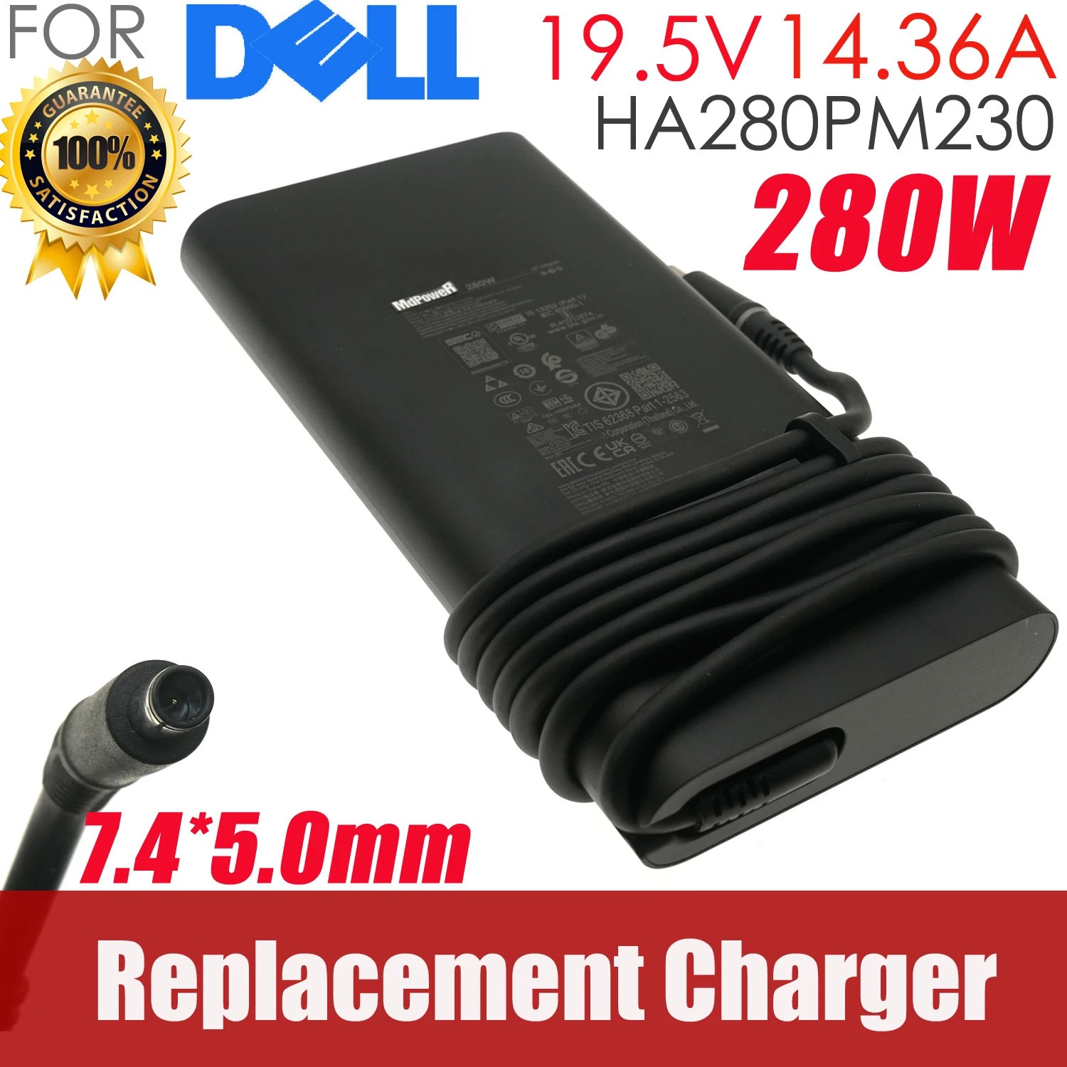 

Genuine For Dell M4600 M4700 M4800 Power Supply LA280PM230 280W AC Adapter 19.5V 14.36A Laptop Charger OEM 7.4*5.0mm