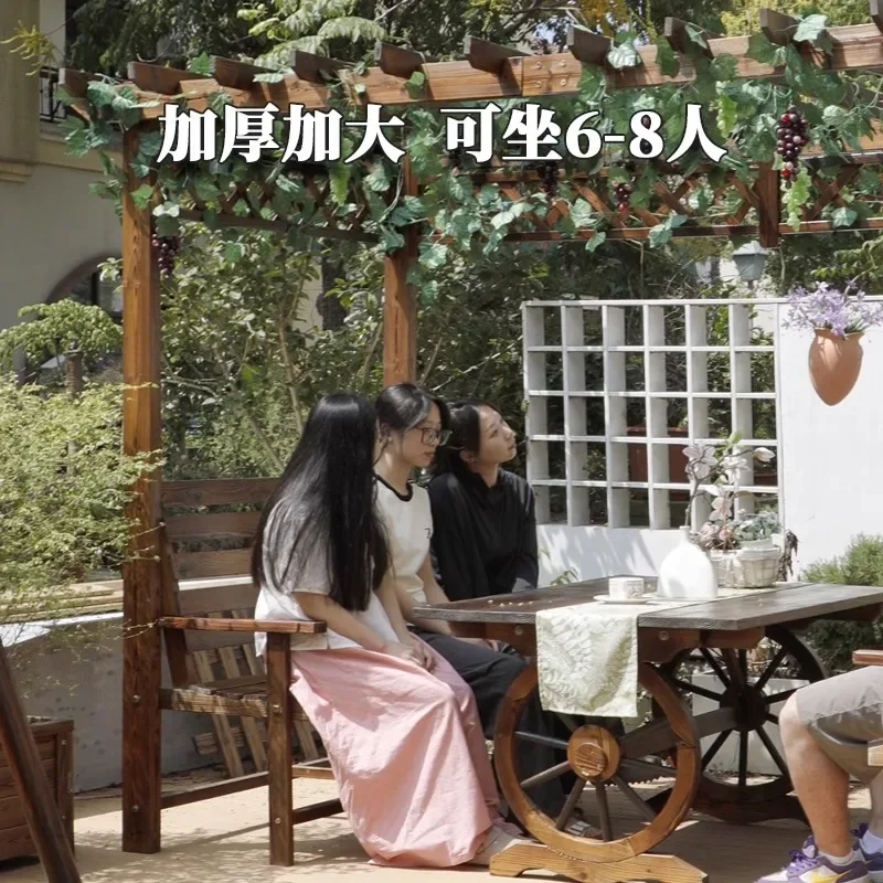 Terrace pavilion, outdoor pavilion courtyard garden, outdoor solid wood, vine climbing frame flower stand