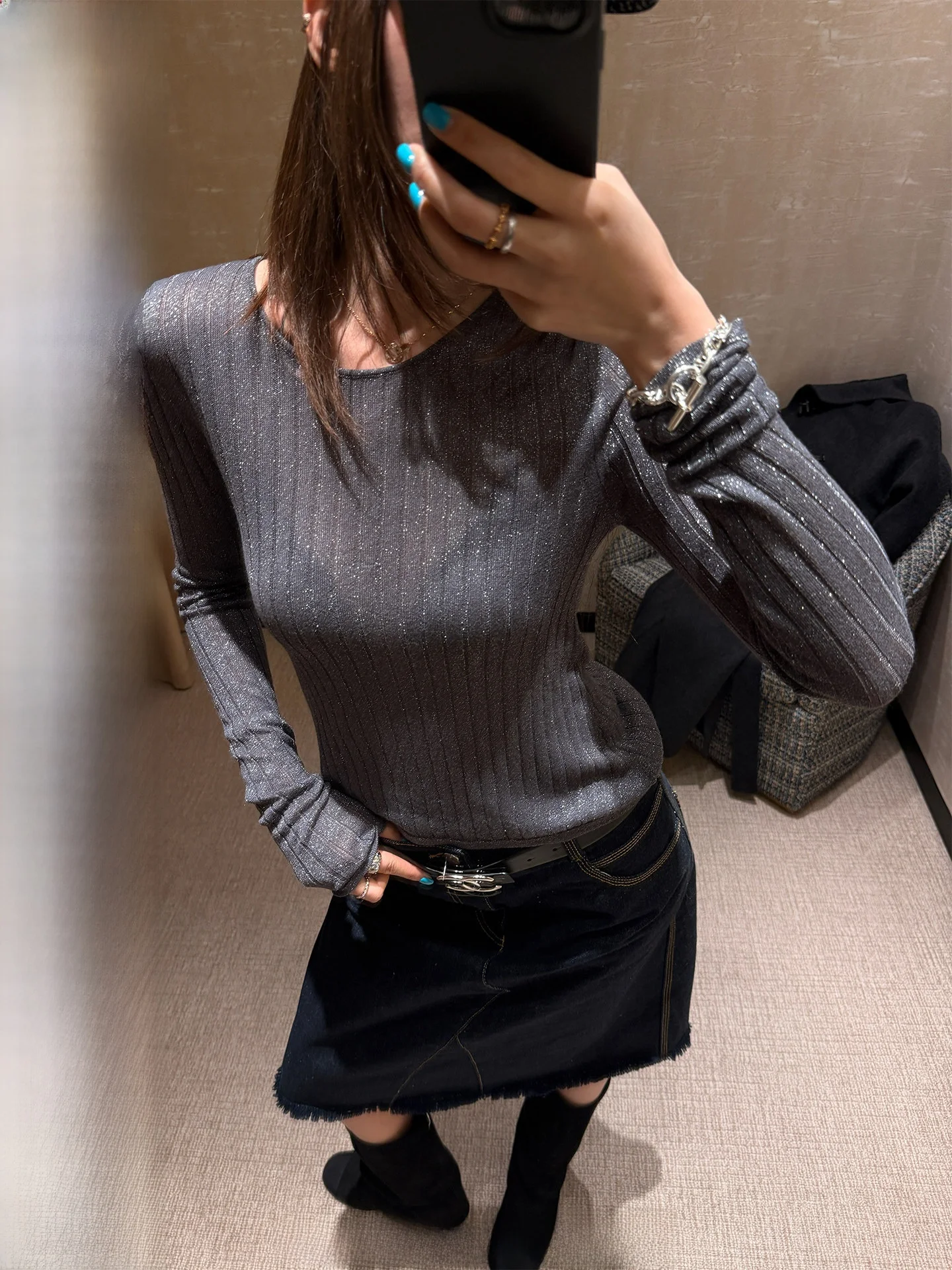 

Ranwear: Эксклюзивная многоцветная блестящая ткань с пайетками для пошива одежды, облегающий крой, длинный рукав.