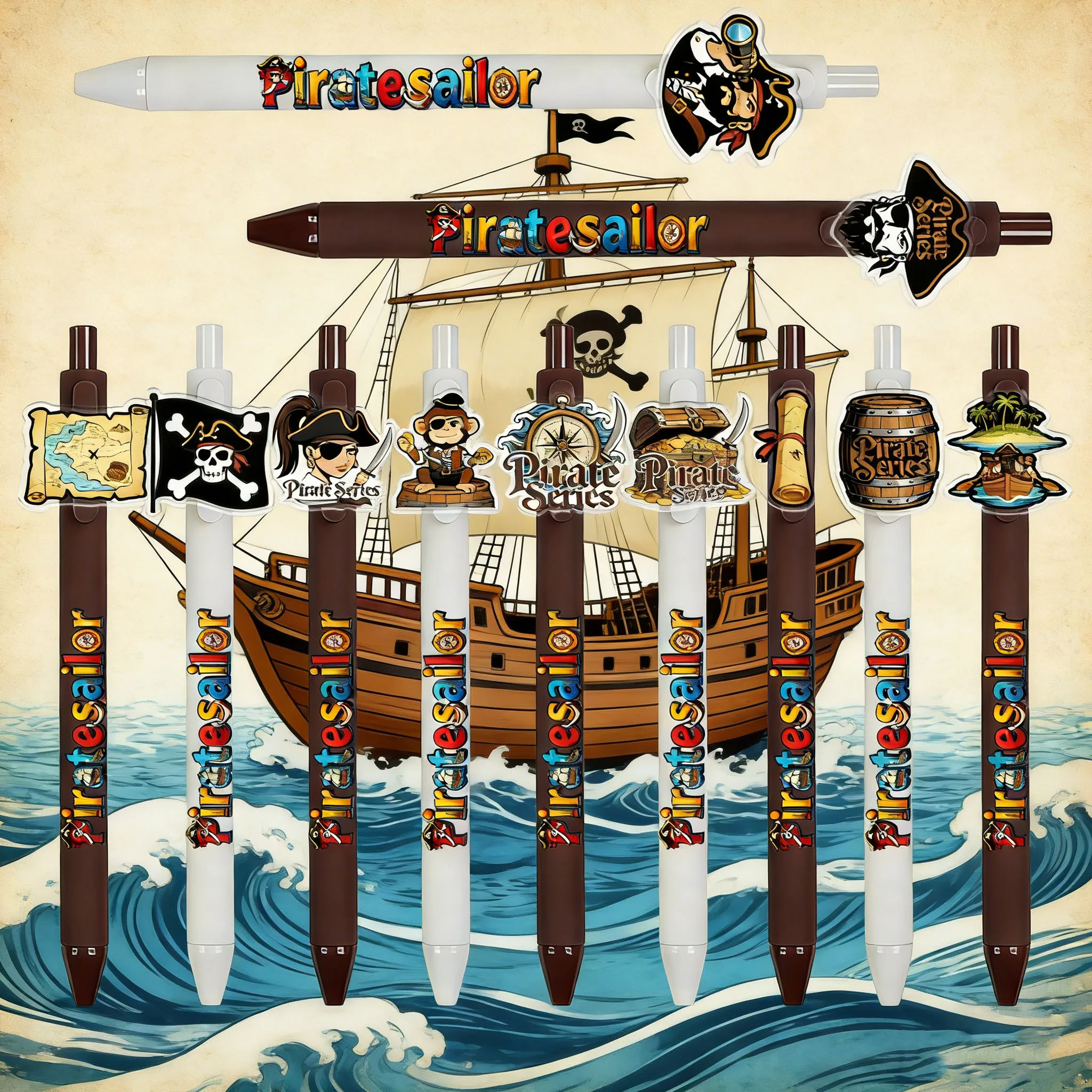 

Набор из 11/22 шт. стикеров с пиратской тематикой для ручек — плавное письмо, удобная шариковая ручка для офиса